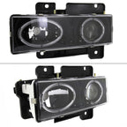1988-1999 Chevrolet  C/K C10/Blazer/Tahoe/Yukon/Sierra/Silverado Dual Halo Projector Headlights (Matte Black Housing/Clear Lens)