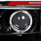 1988-1999 Chevrolet  C/K C10/Blazer/Tahoe/Yukon/Sierra/Silverado Dual Halo Projector Headlights (Matte Black Housing/Clear Lens)