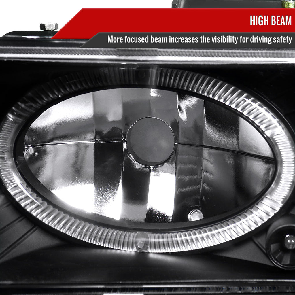 1988-1999 Chevrolet  C/K C10/Blazer/Tahoe/Yukon/Sierra/Silverado Dual Halo Projector Headlights (Matte Black Housing/Clear Lens)