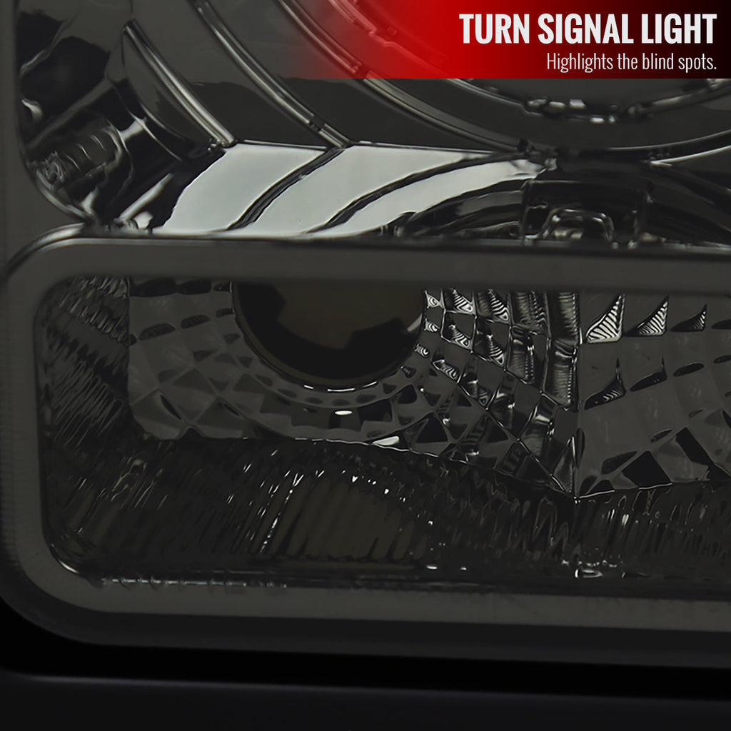 1997-2001 Jeep Cherokee Halo Projector Headlights w/ SMD LED Light Strip (Chrome Housing/Smoked Lens)