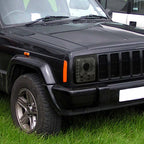 1997-2001 Jeep Cherokee Halo Projector Headlights w/ SMD LED Light Strip (Chrome Housing/Smoked Lens)