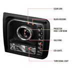 1997-2001 Jeep Cherokee Halo Projector Headlights w/ SMD LED Light Strip (Matte Black Housing/Clear Lens)