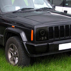 1997-2001 Jeep Cherokee Halo Projector Headlights w/ SMD LED Light Strip (Black Housing/Smoked Lens)