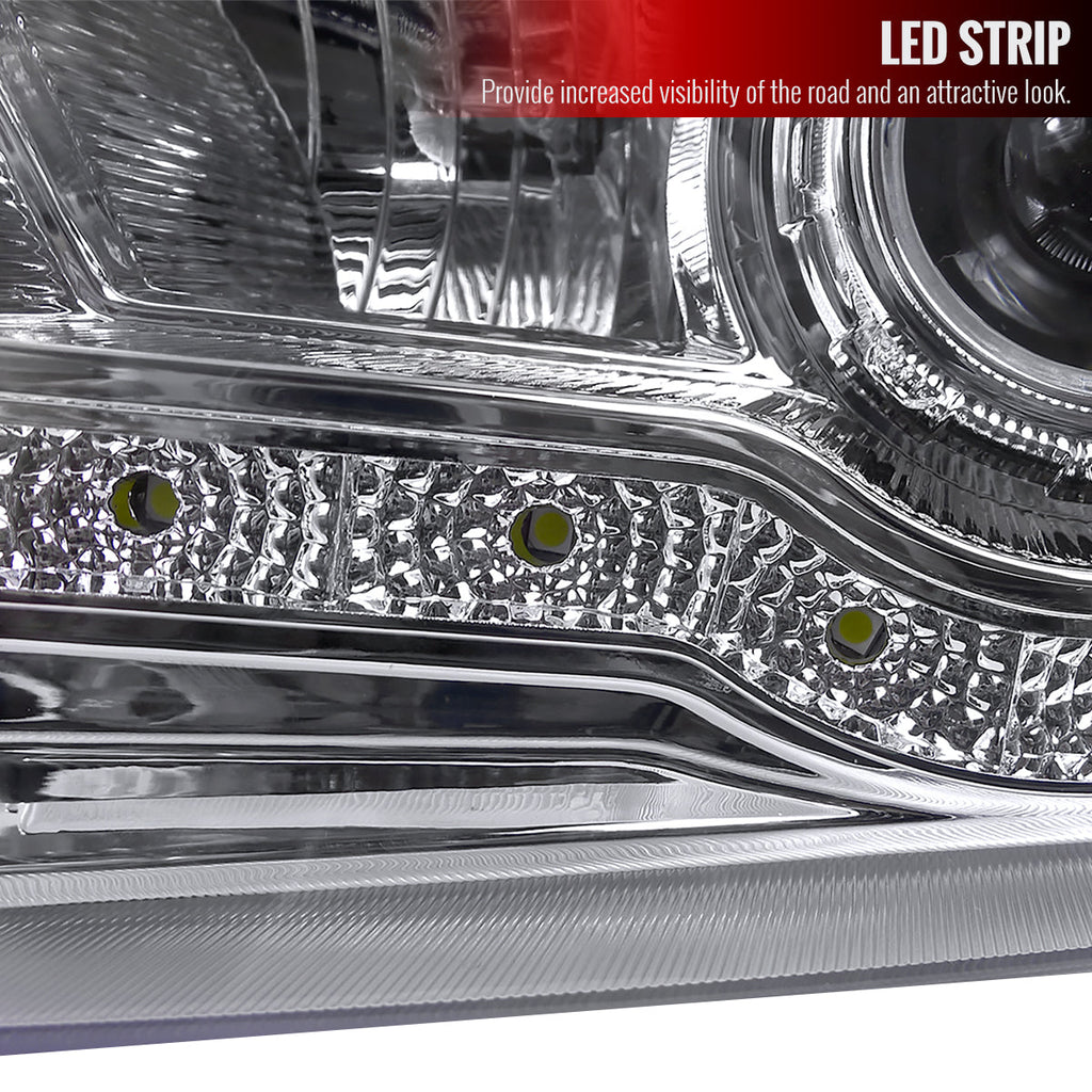 1999-2004 Ford F-250/F-350/F-450/F-550/Excursion Projector Headlights w/ SMD LED Light Strip (Chrome Housing/Clear Lens)