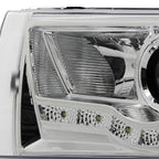 1999-2004 Ford F-250/F-350/F-450/F-550/Excursion Projector Headlights w/ SMD LED Light Strip (Chrome Housing/Clear Lens)