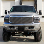 1999-2004 Ford F-250/F-350/F-450/F-550/Excursion Projector Headlights w/ SMD LED Light Strip (Matte Black Housing/Clear Lens)