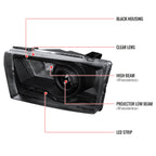 1999-2004 Ford F-250/F-350/F-450/F-550/Excursion Projector Headlights w/ SMD LED Light Strip (Matte Black Housing/Clear Lens)