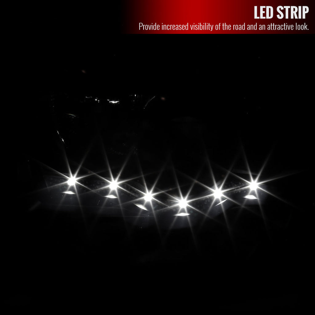 1999-2004 Ford F-250/F-350/F-450/F-550/Excursion Projector Headlights w/ SMD LED Light Strip (Black Housing/Smoked Lens)