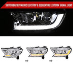 2019-2022 Ford Ranger Switchback Sequential LED Bar Projector Headlights (Chrome Housing/Clear Lens)
