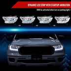 2019-2022 Ford Ranger Switchback Sequential LED Bar Projector Headlights (Chrome Housing/Clear Lens)