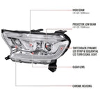2019-2022 Ford Ranger Switchback Sequential LED Bar Projector Headlights (Chrome Housing/Clear Lens)