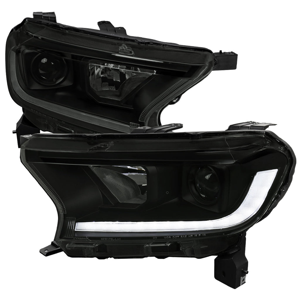 2019-2022 Ford Ranger Switchback Sequential LED Bar Projector Headlights (Matte Black Housing/Smoked Lens)