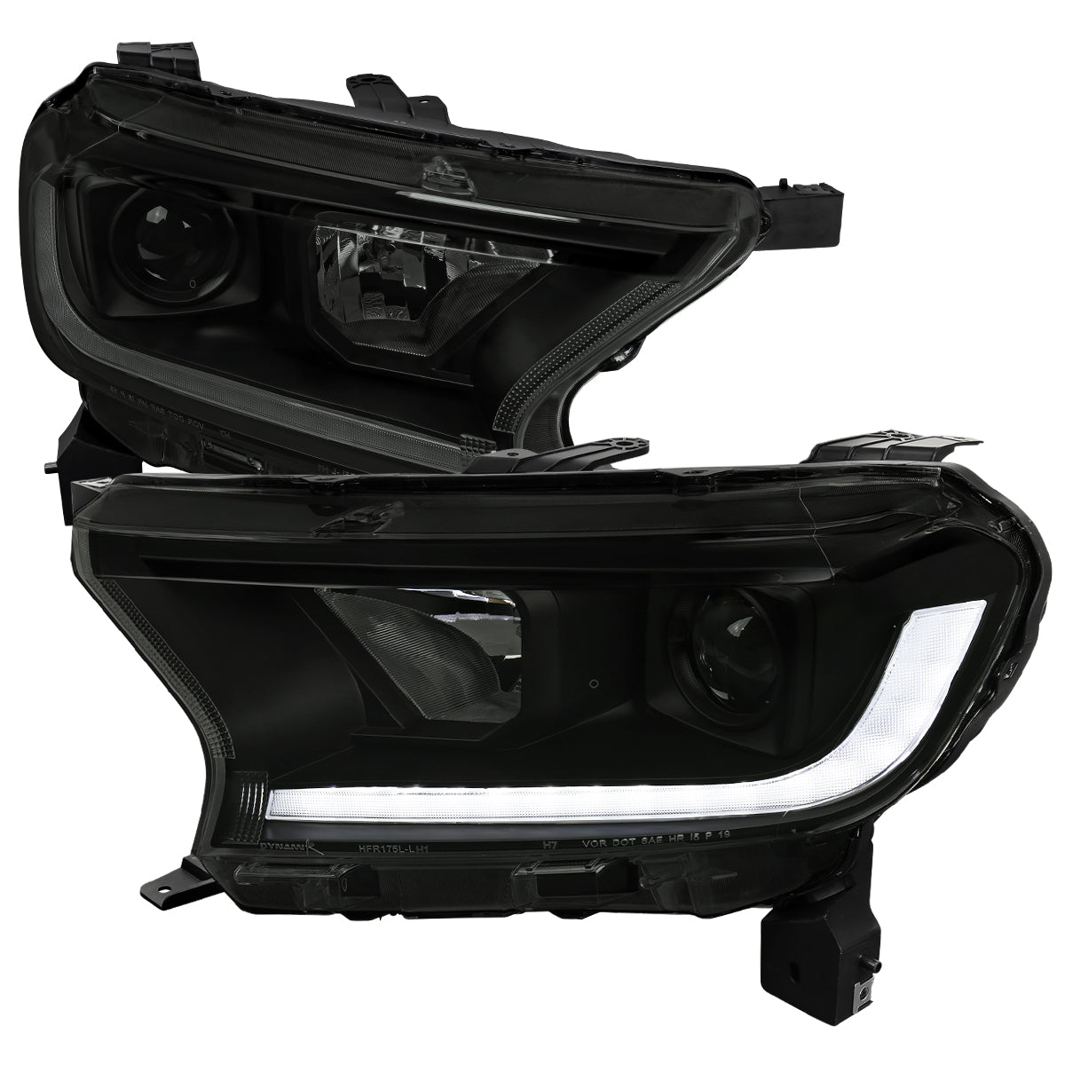 2019-2022 Ford Ranger Switchback Sequential LED Bar Projector Headlights (Matte Black Housing/Smoked Lens)