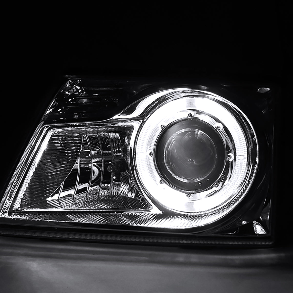 1998-2000 Ford Ranger Halo Projector Headlights (Chrome Housing/Clear Lens)