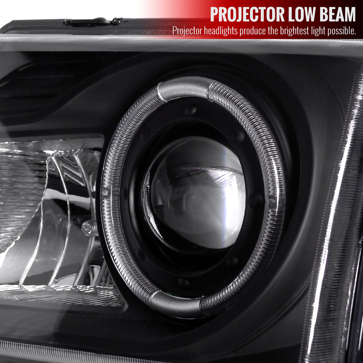 1998-2000 Ford Ranger Halo Projector Headlights (Matte Black Housing/Clear Lens)