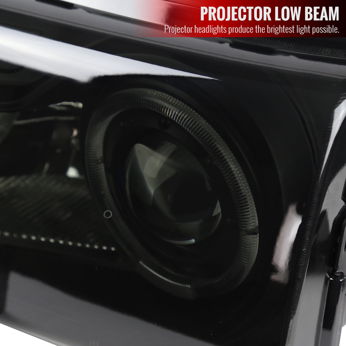 1998-2000 Ford Ranger Halo Projector Headlights (Black Housing/Smoked Lens)
