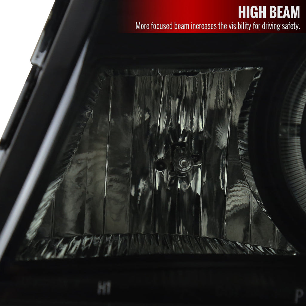 1998-2000 Ford Ranger Halo Projector Headlights (Black Housing/Smoked Lens)