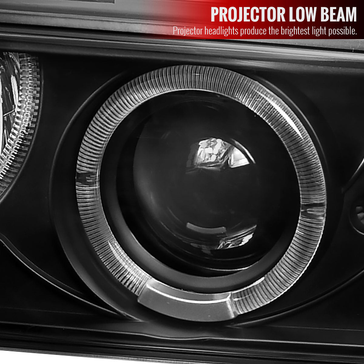 1998-2004 Chevrolet S10 Dual Halo Projector Headlights (Matte Black Housing/Clear Lens)