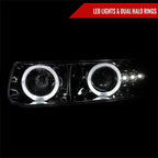 1999-2002 Chevrolet Silverado/ 2000-2006 Tahoe Suburban Dual Halo Projector Headlights (Chrome Housing/Clear Lens)