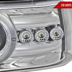 1999-2002 Chevrolet Silverado/ 2000-2006 Chevrolet Tahoe/Suburban Dual Halo Projector Headlights with LED Sequential Turn Signal Bumper Lights (Chrome Housing/Clear Lens)
