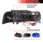 1999-2002 Chevrolet Silverado/ 2000-2006 Tahoe Suburban Dual Halo Projector Headlights (Chrome Housing/Smoked Lens)