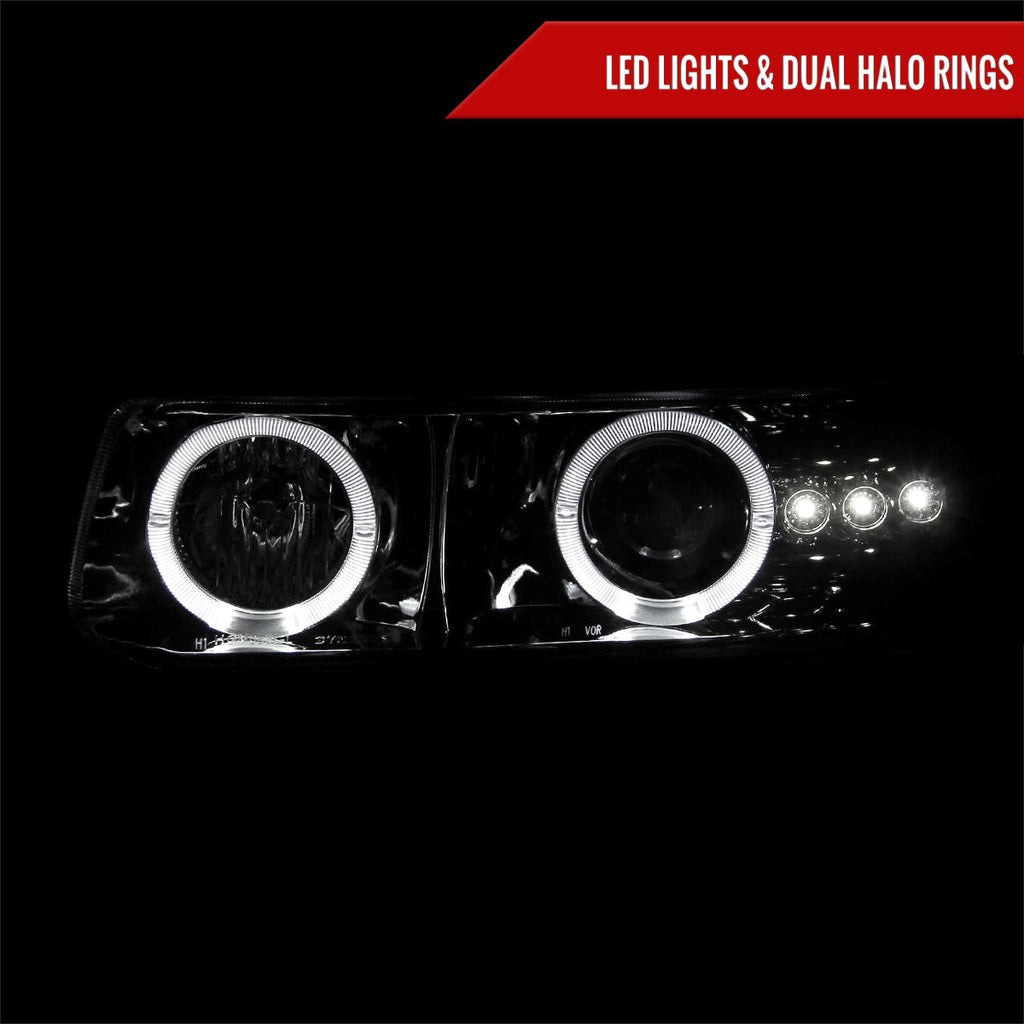1999-2002 Chevrolet Silverado/ 2000-2006 Tahoe Suburban Dual Halo Projector Headlights (Chrome Housing/Smoked Lens)