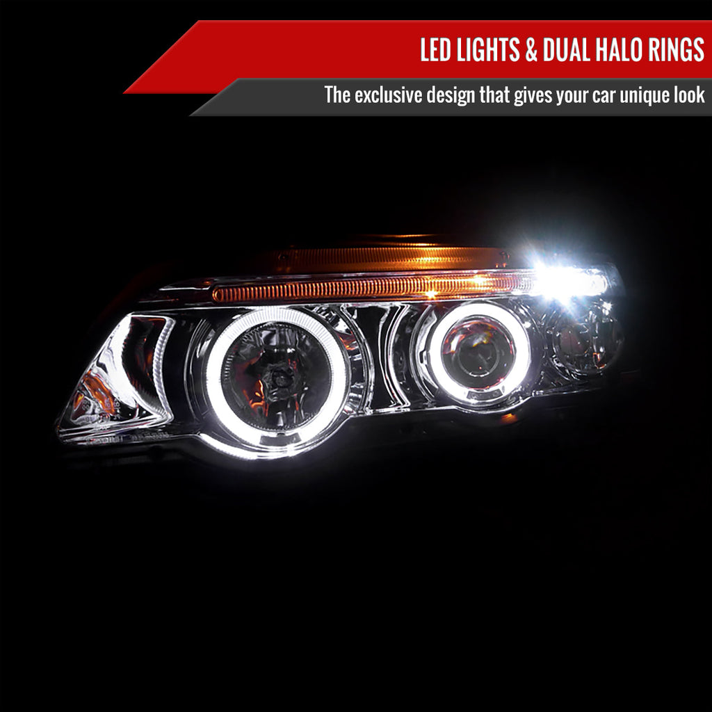 2001-2003 BMW E53 X5 Dual Halo Projector Headlights (Chrome Housing/Clear Lens)