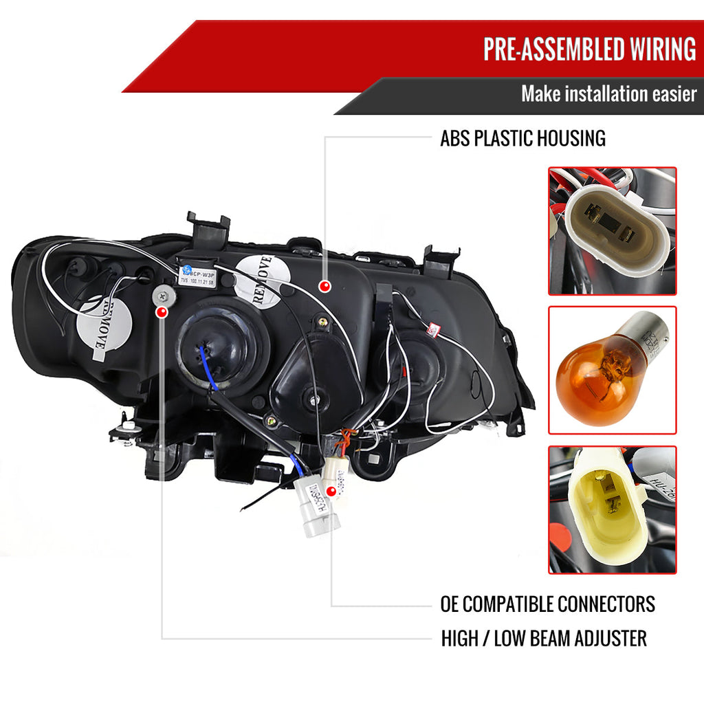 2001-2003 BMW E53 X5 Dual Halo Projector Headlights (Chrome Housing/Clear Lens)