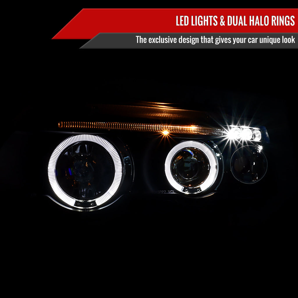 2001-2003 BMW E53 X5 Dual Halo Projector Headlights (Matte Black Housing/Clear Lens)