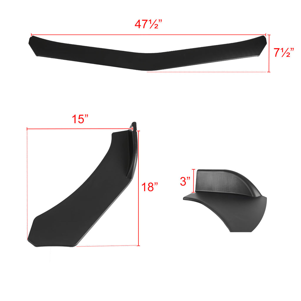 Universal Matte Black Polypropylene 3PC Bumper Lip