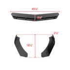 Universal Glossy Black Polypropylene 3PC Front Bumper Lip Set