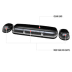 Universal 3PC Set Roof Cab Amber LED Lights (Black Housing/Clear Lens)