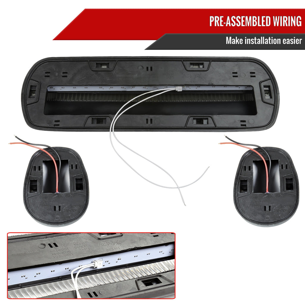 Universal 3PC Set Roof Cab Amber LED Lights (Black Housing/Smoked Lens)