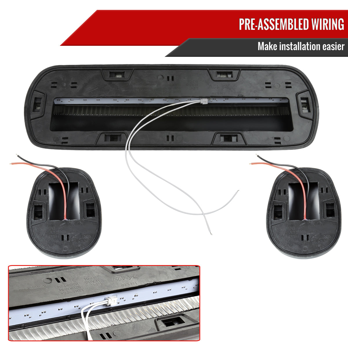Universal 3PC Set Roof Cab Amber LED Lights (Black Housing/Smoked Lens)