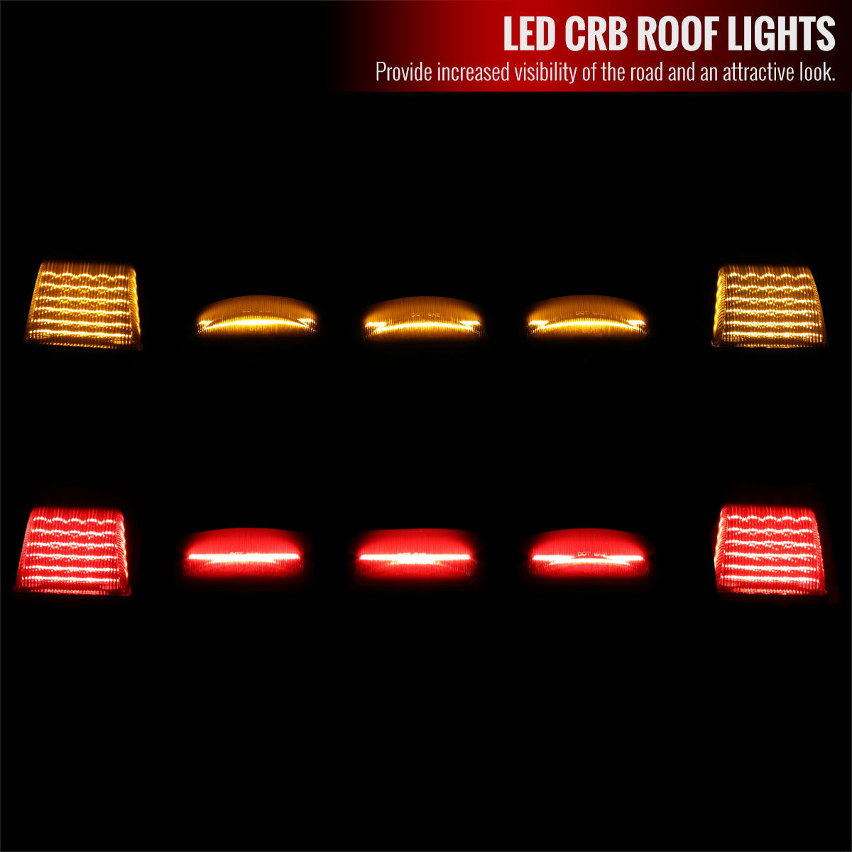 2003-2009 Hummer H2 / 2005-2009 H2 SUT 10PC Roof Top LED Cab Marker Lights (Chrome Housing/Smoked Lens)