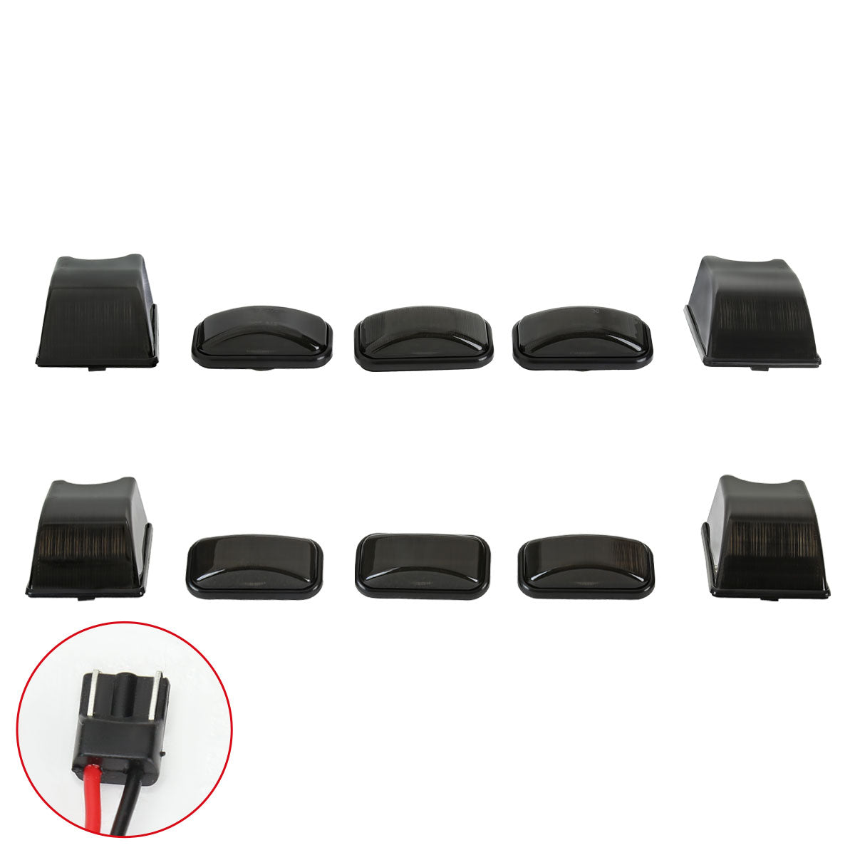 2003-2009 Hummer H2 / 2005-2009 H2 SUT 10PC Roof Top LED Cab Marker Lights (Chrome Housing/Smoked Lens)
