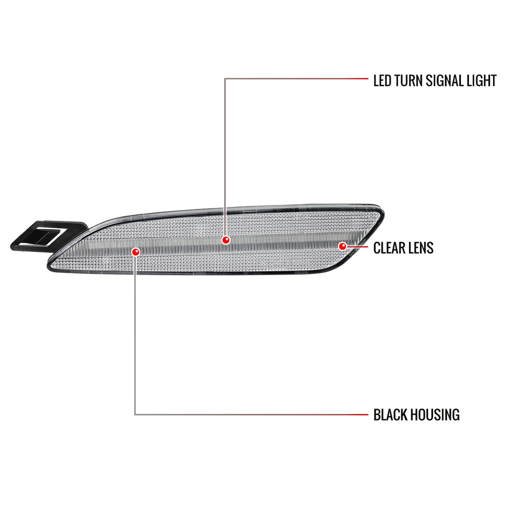 2015-2018 Porsche Cayenne 958 Front Bumper LED Side Marker Turn Signal Lights (Chrome Housing / Clear Lens)