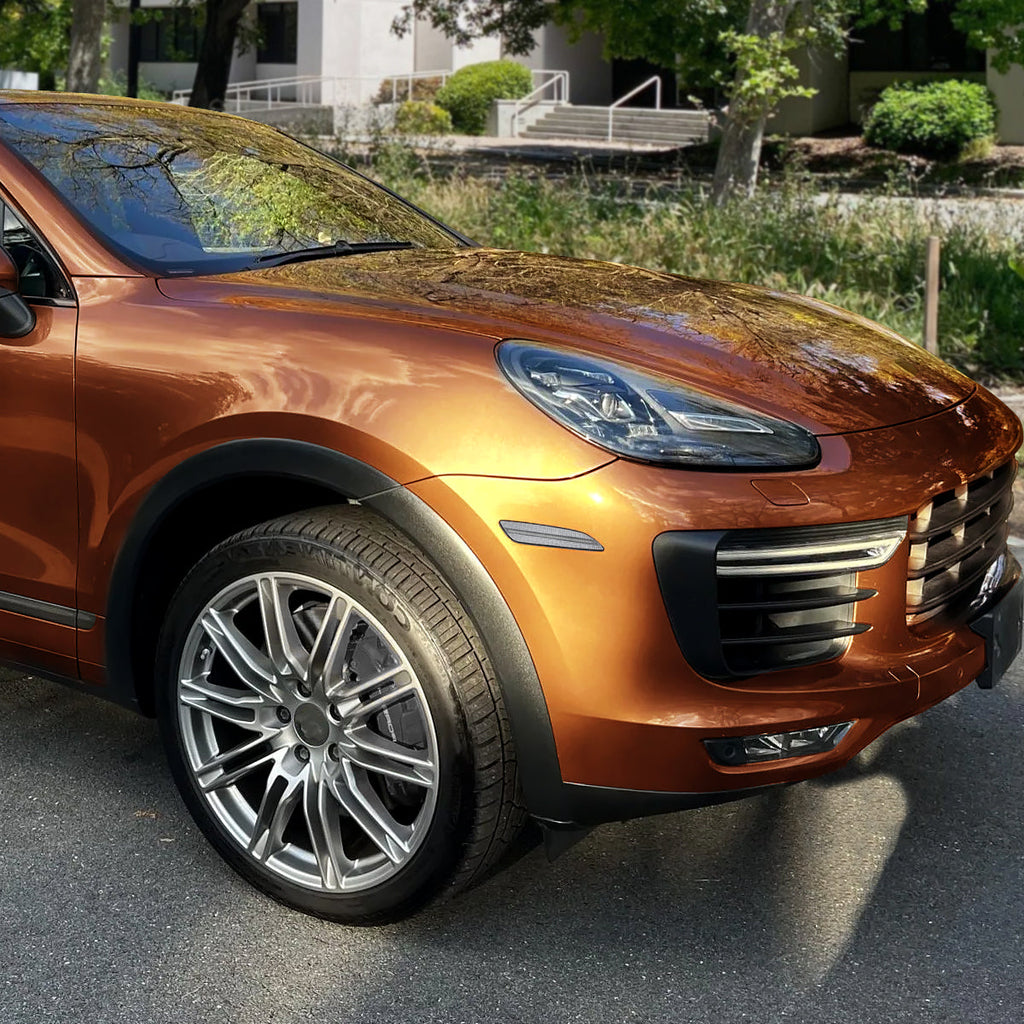 2015-2018 Porsche Cayenne 958 Front Bumper LED Side Marker Turn Signal Lights (Chrome Housing / Clear Lens)