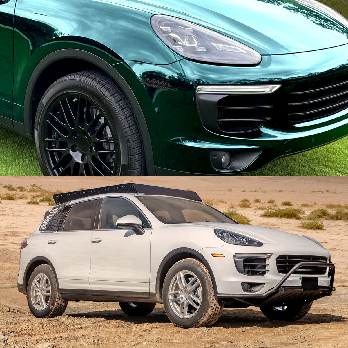 2015-2018 Porsche Cayenne 958 Front Bumper LED Side Marker Turn Signal Lights (Chrome Housing / Smoked Lens)