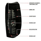 2007-2012 Chevrolet Avalanche LED Tail Lights (Glossy Black Housing/Smoked Lens)