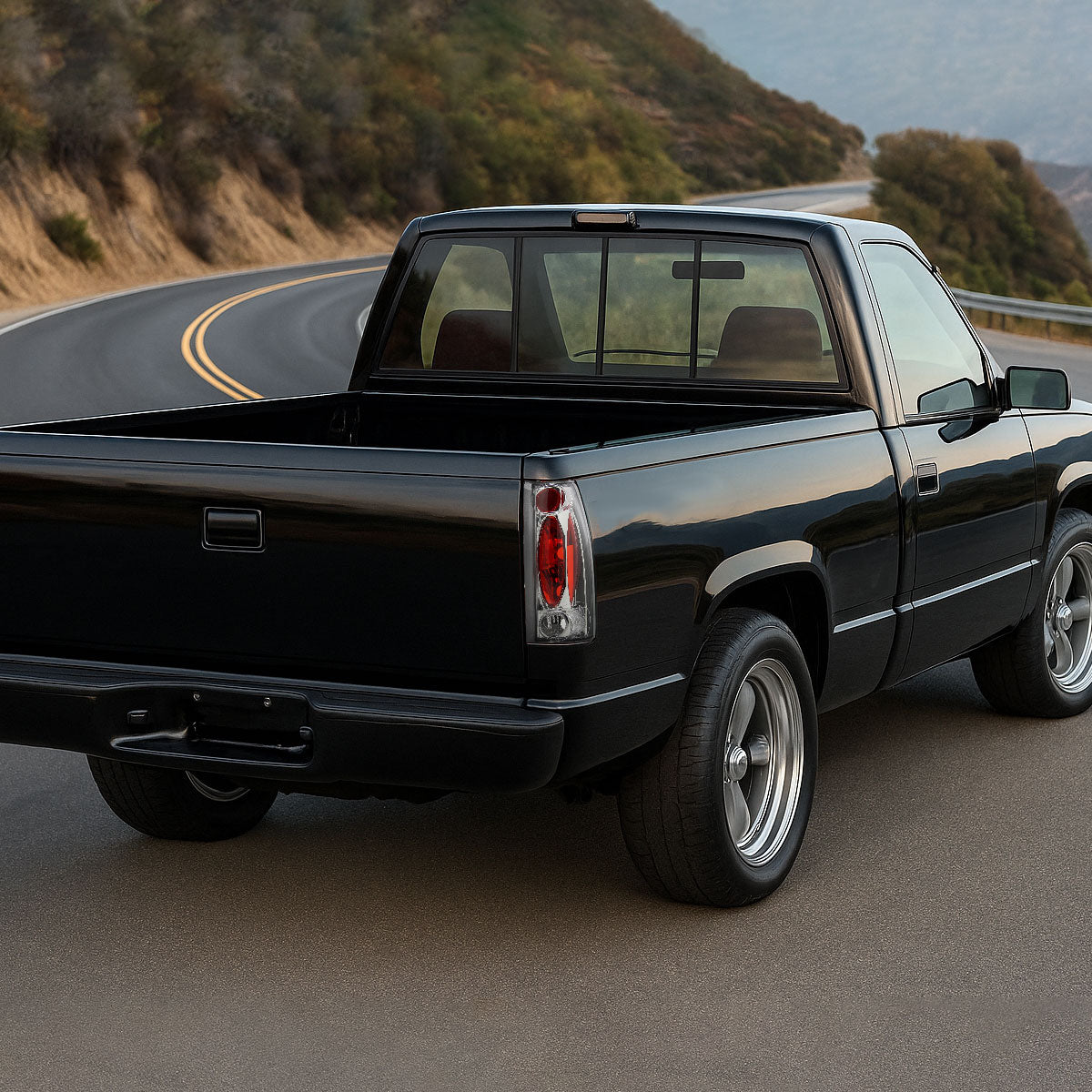 1988-2000 Chevrolet C/K C10/Silverado/Tahoe/Suburban GMC Sierra/Jimmy/Yukon Tail Lights (Chrome Housing/Clear Lens)