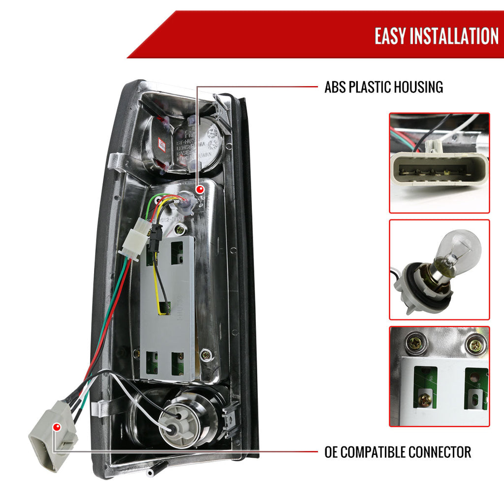 1988-2000 Chevrolet C/K C10/Silverado/Tahoe/Suburban GMC Sierra/Jimmy/Yukon LED Tail Lights (Chrome Housing/Clear Lens)