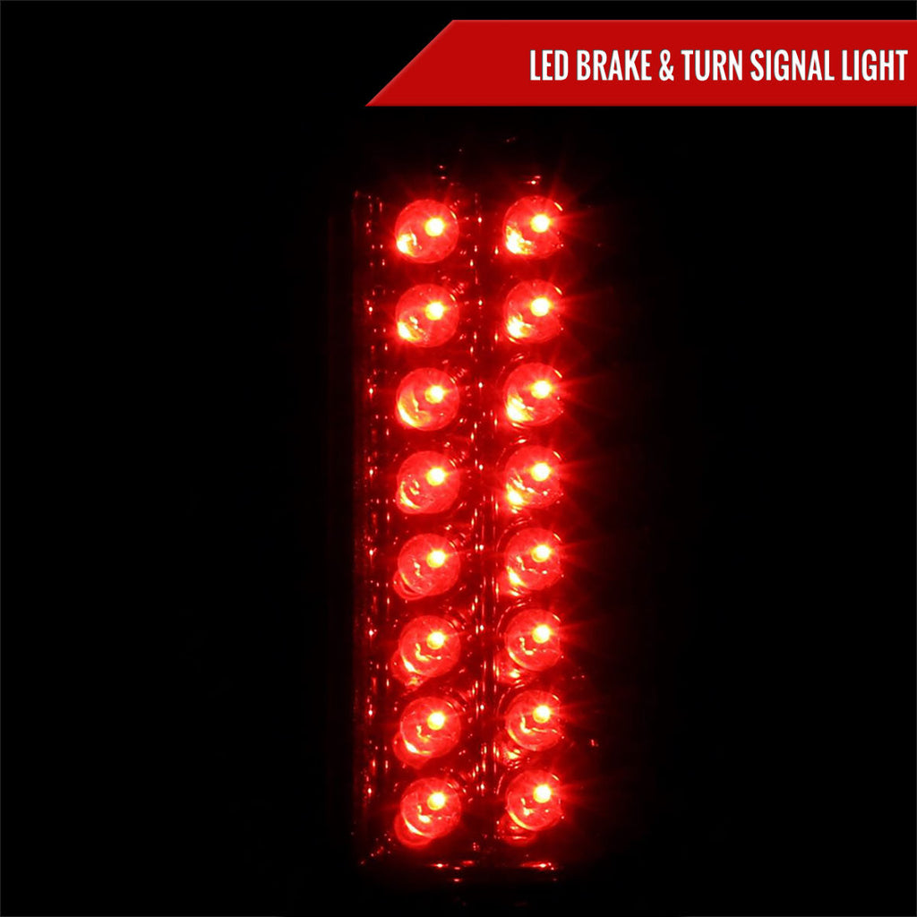 1988-2000 Chevrolet C/K C10/Silverado/Tahoe/Suburban GMC Sierra/Jimmy/Yukon LED Tail Lights (Chrome Housing/Smoked Lens)