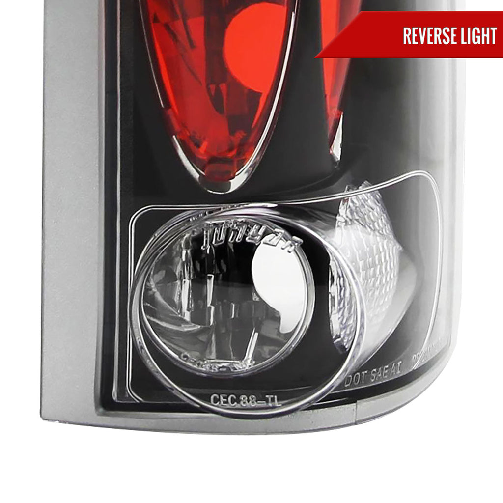 1988-2000 Chevrolet C/K C10/Silverado/Tahoe/Suburban GMC Sierra/Jimmy/Yukon Tail Lights (Matte Black Housing/Clear Lens)