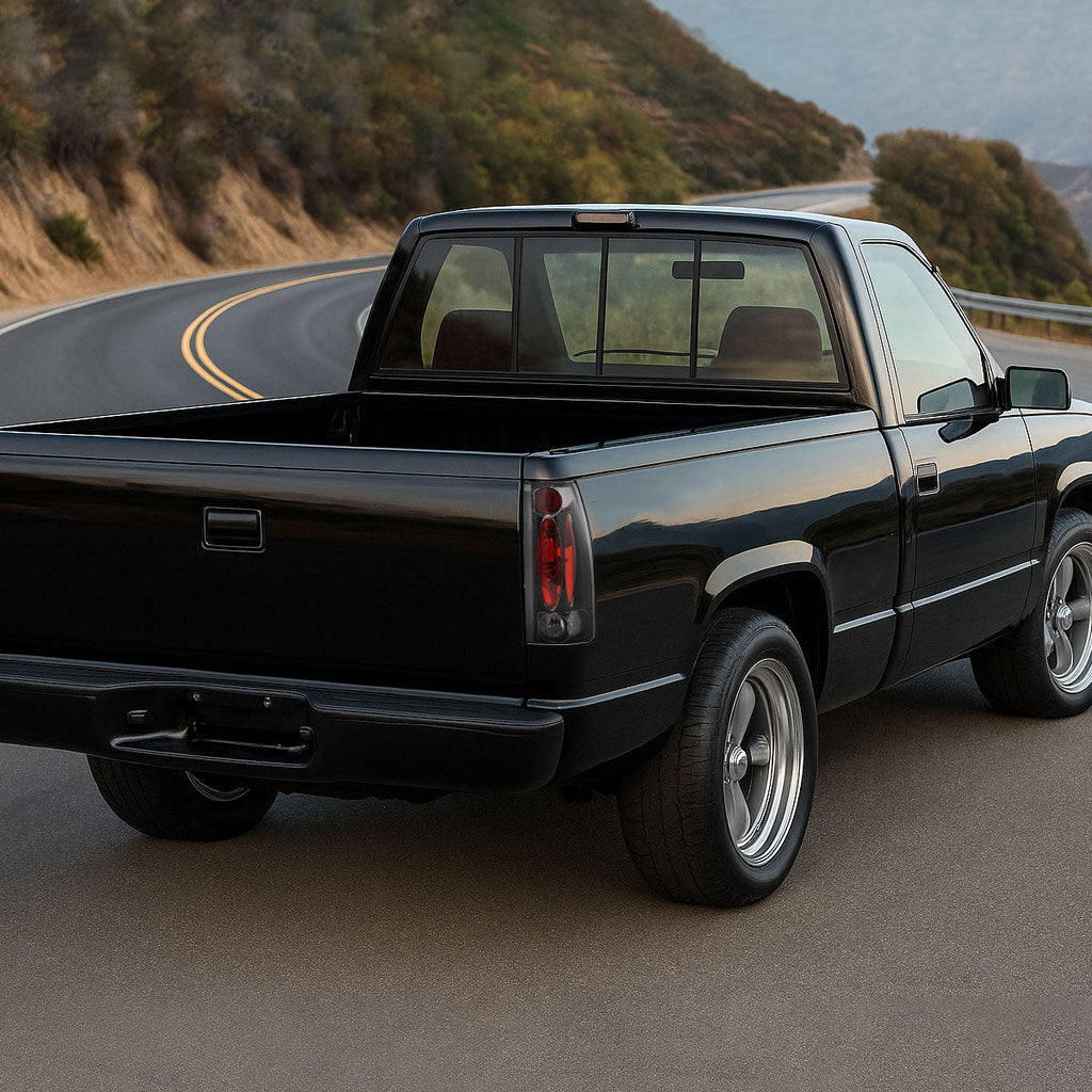 1988-2000 Chevrolet C/K C10/Silverado/Tahoe/Suburban GMC Sierra/Jimmy/Yukon Tail Lights (Matte Black Housing/Clear Lens)