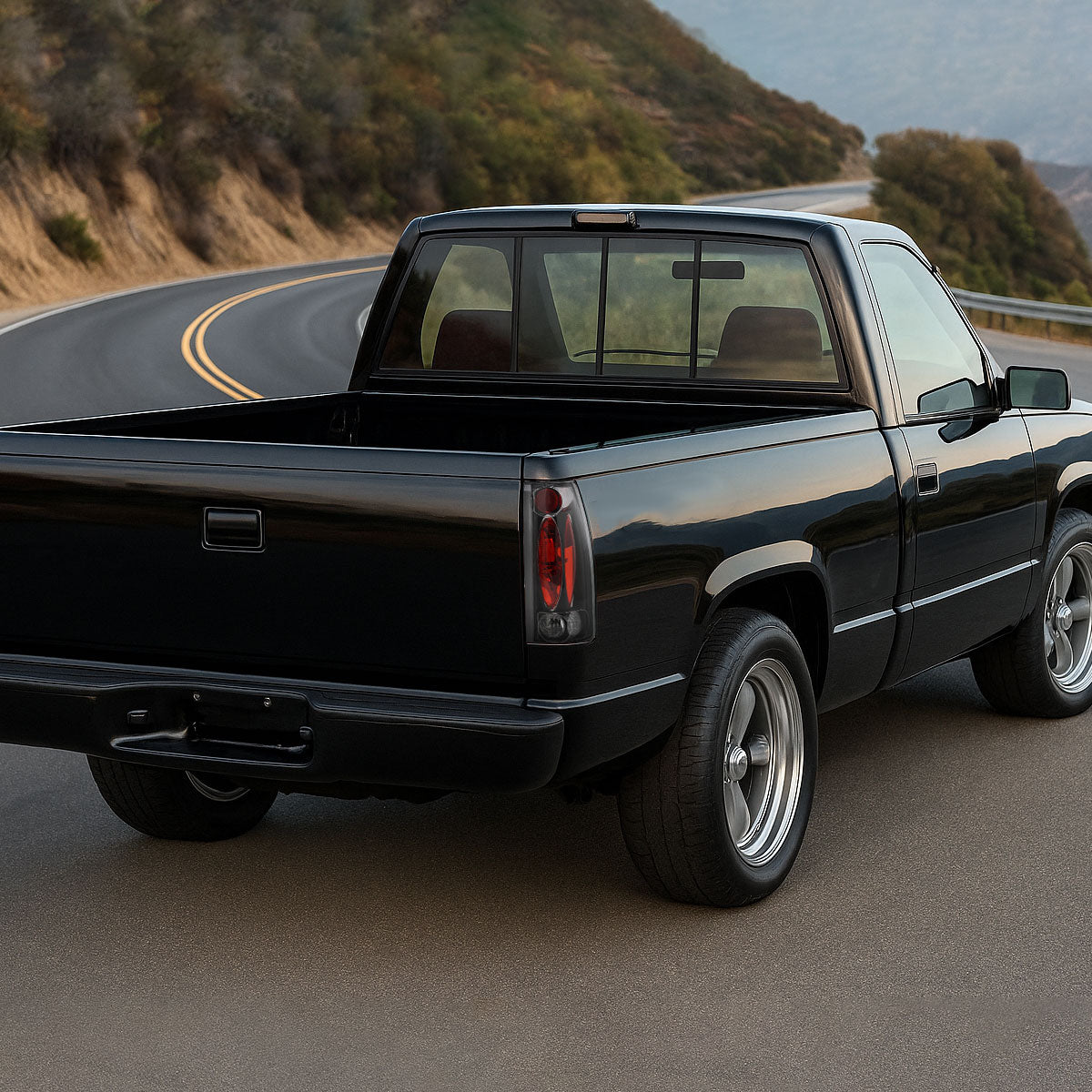 1988-2000 Chevrolet C/K C10/Silverado/Tahoe/Suburban GMC Sierra/Jimmy/Yukon Tail Lights (Matte Black Housing/Clear Lens)