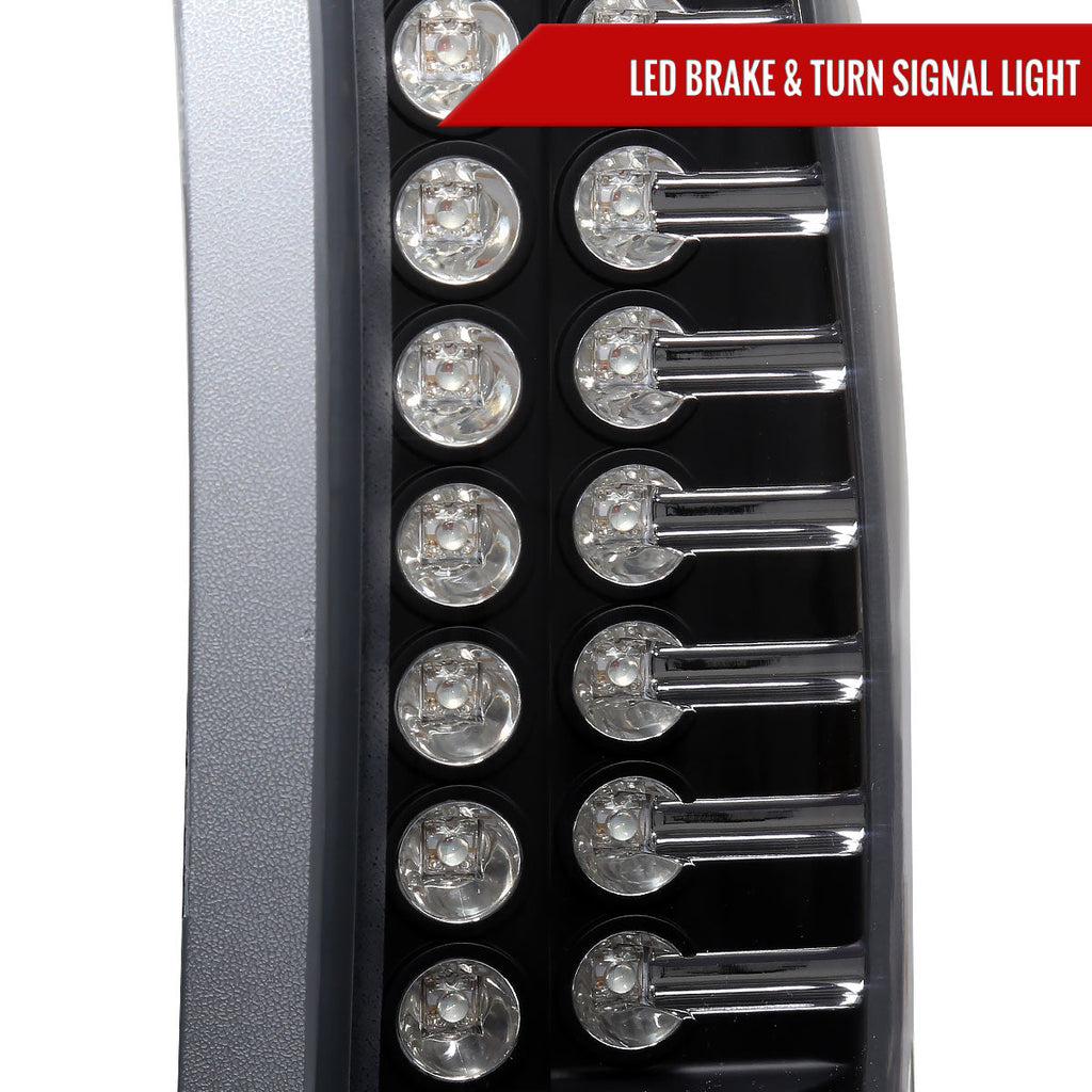 1988-2000 Chevrolet C/K C10/Silverado/Tahoe/Suburban GMC Sierra/Jimmy/Yukon LED Tail Lights (Matte Black Housing/Clear Lens)
