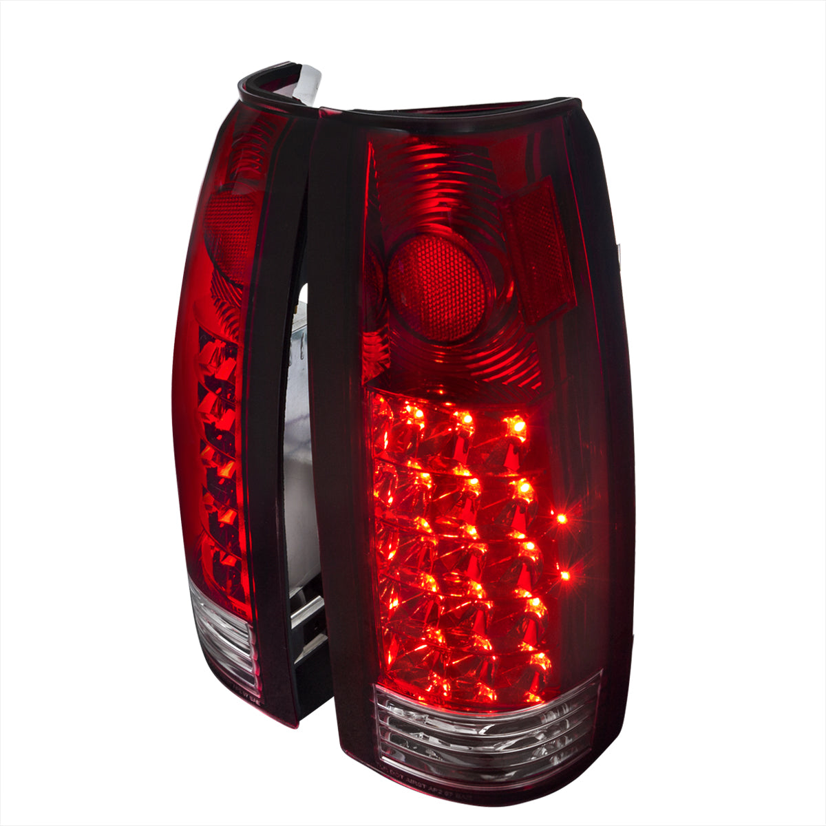 1988-2000 Chevrolet C/K C10/Silverado/Tahoe/Suburban GMC Sierra/Jimmy/Yukon APC LED Tail Lights (Chrome Housing/Red Lens)