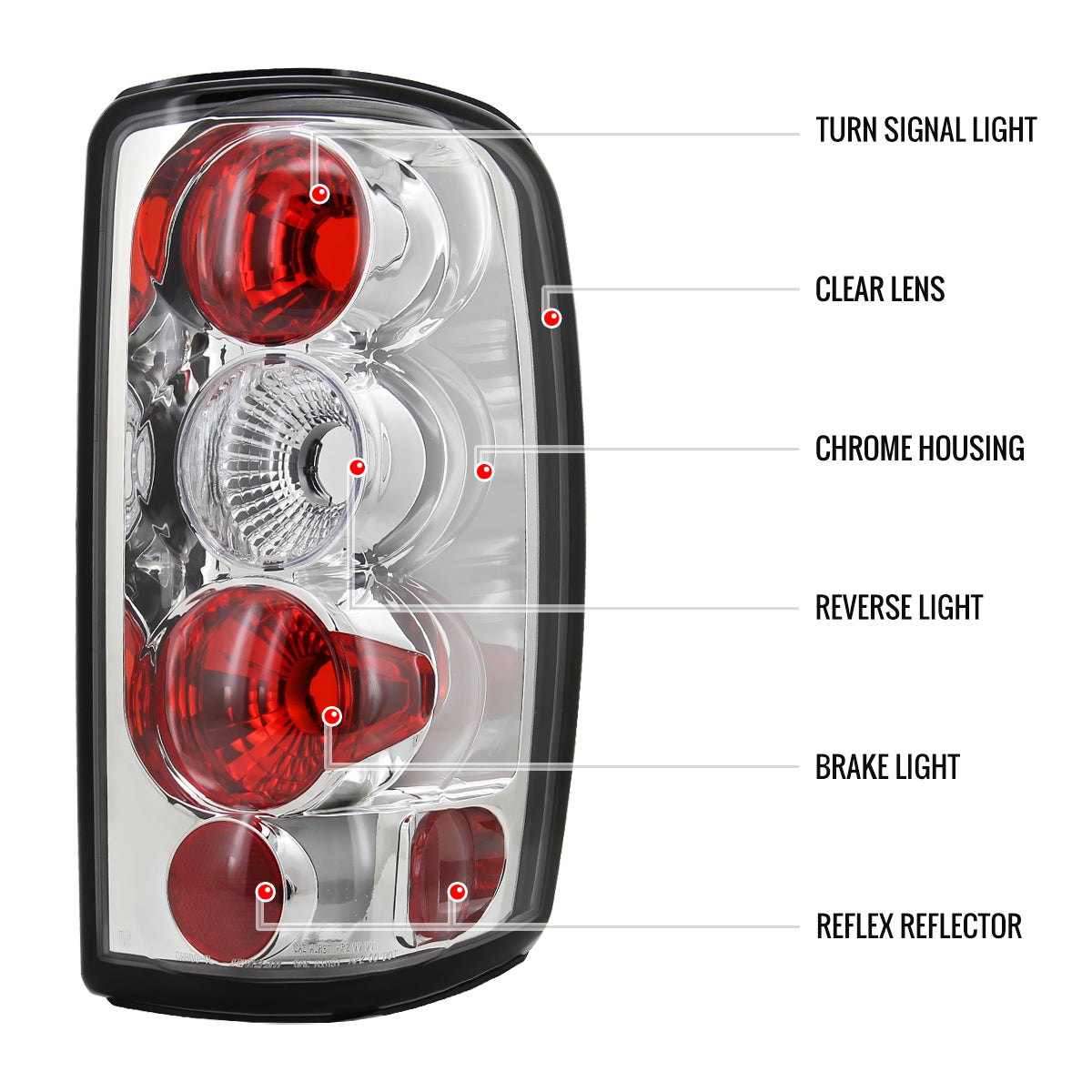 2000-2006 Chevrolet GMC Tahoe/Yukon/Suburban Tail Lights (Chrome Housing/Clear Lens)