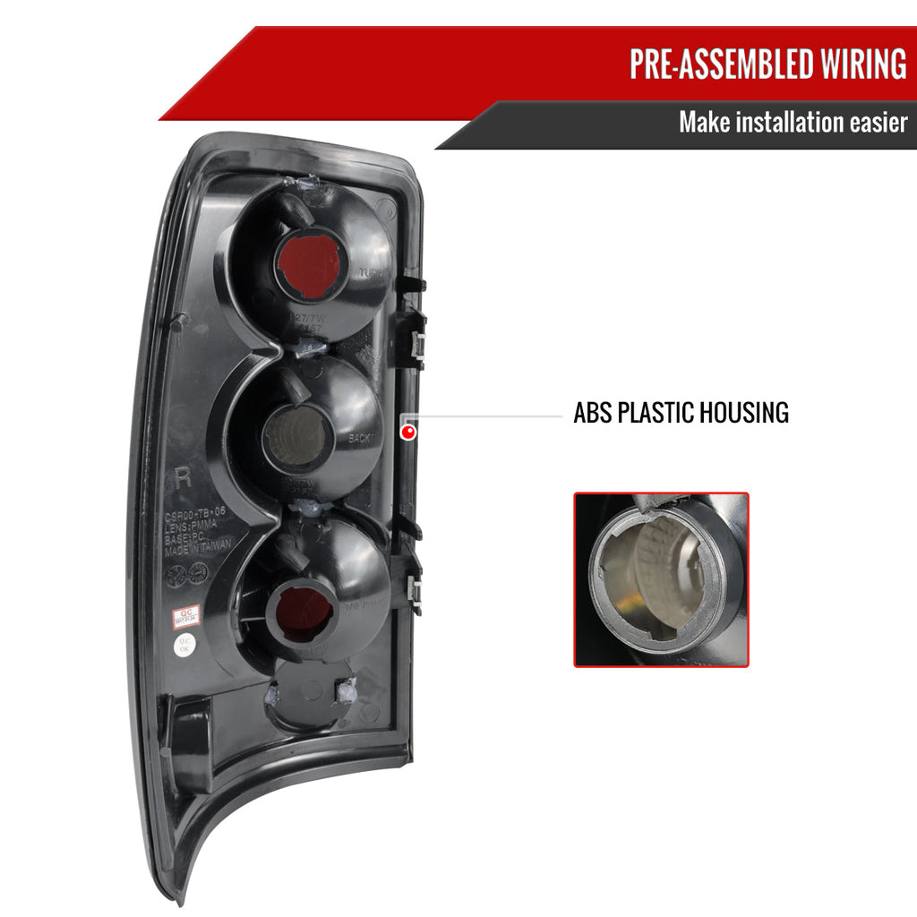 2000-2006 Chevrolet GMC Suburban/Tahoe/Yukon Tail Lights (Matte Black Housing/Clear Lens)